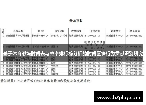 基于体育锻炼时间表与效率排行榜分析的时间区块行为贡献识别研究